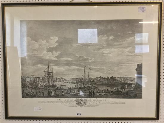 Black & white engraving of Dieppe Port